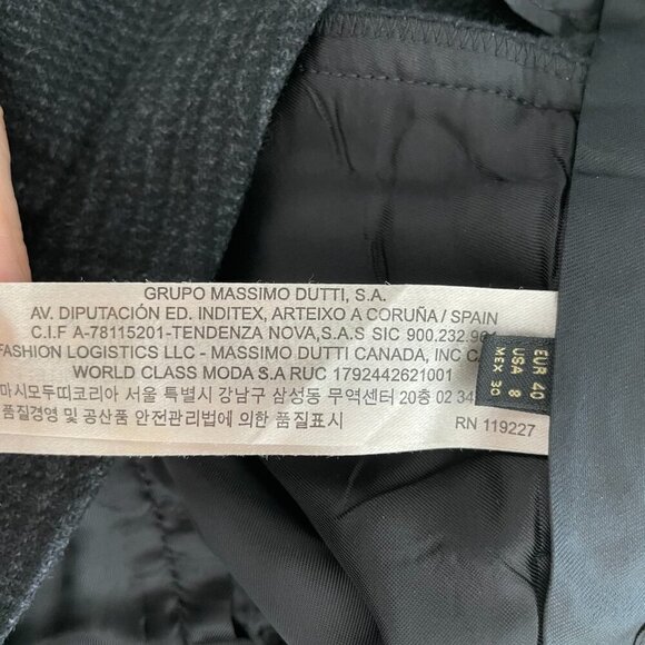 Massimo Dutti Wool Alpaca Blend Houndstooth Pattern Subtle Flare Pants Grey Sz 8 - Picture 7 of 13